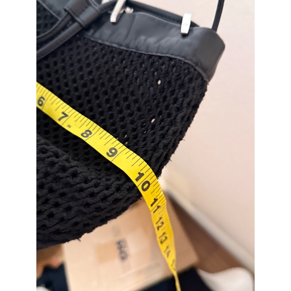 Rag & Bone Summer Dayton Drawstring Bag Black Leather Netting Crossbody Coastal - Picture 13 of 16